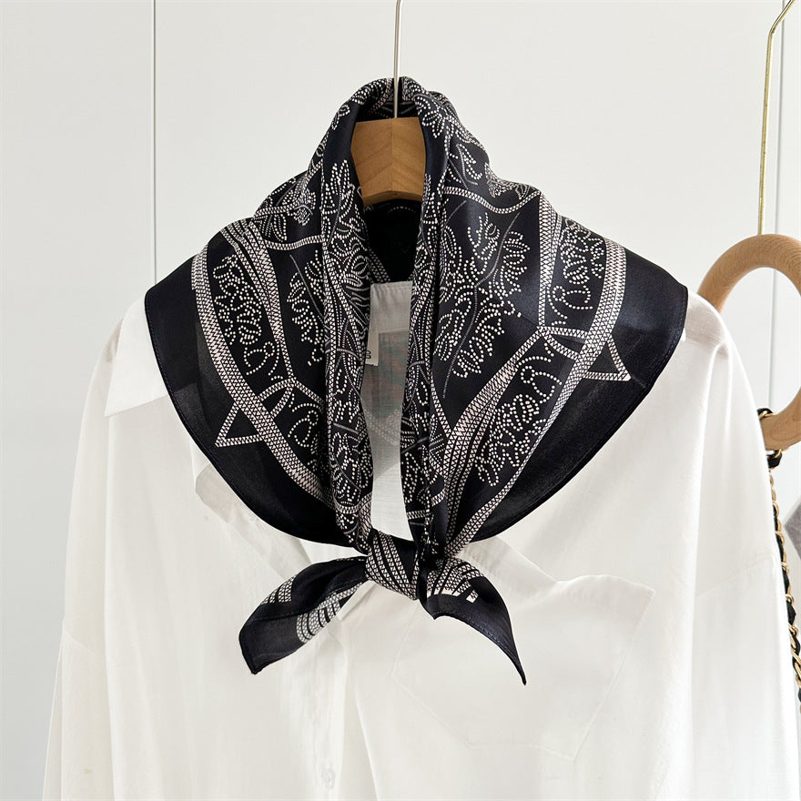 65cm Tree of Life Mulberry Silk Scarf – 12mmi Square Silk Shawl for Women, Elegant &amp; Versatile Accessory