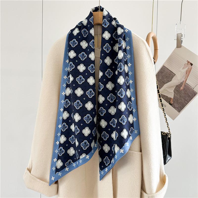 Lucky Clover Silk Wool Scarf – Lightweight Yet Warm, Reversible &amp; Timeless