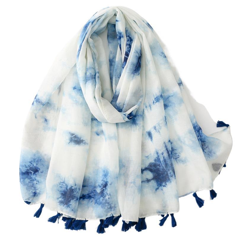 Plain color gradual change ink painting scarf travel sunscreen  scarf Hanfu accessories photo encryption Bali yarn shawl