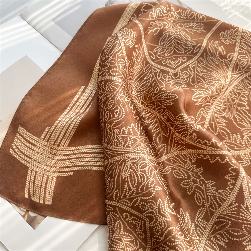 65cm Tree of Life Mulberry Silk Scarf – 12mmi Square Silk Shawl for Women, Elegant &amp; Versatile Accessory