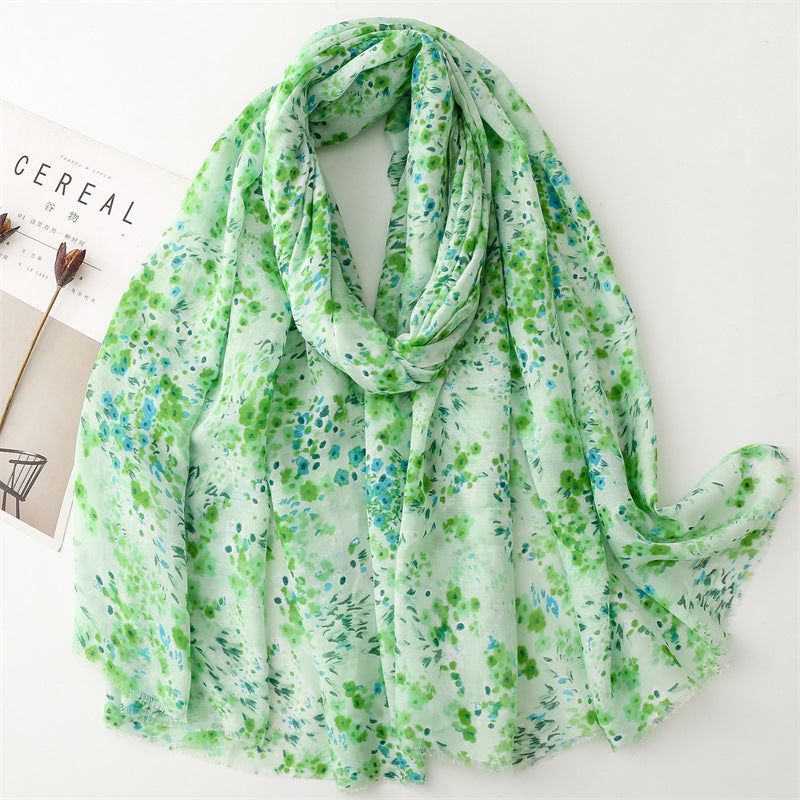 Spring and summer four seasons thin cotton and linen feel scarf sweet small floral burr  scarf warm shawl women