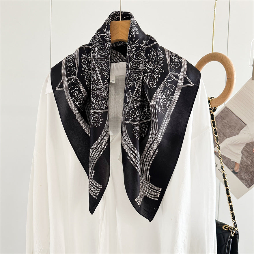 65cm Tree of Life Mulberry Silk Scarf – 12mmi Square Silk Shawl for Women, Elegant &amp; Versatile Accessory