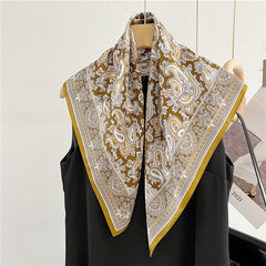 26'' Classic Full-Scale Paisley Mulberry Silk Scarf – Timeless Square Silk Shawl for Women, Elegant Vintage-Inspired Accessory