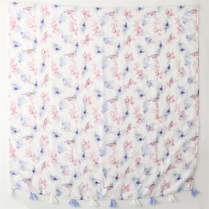 Summer and autumn new butterfly sequin printed cotton and linen  scarf air conditioner sunscreen shawl scarf women