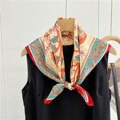26'' Bright Paisley Mulberry Silk Scarf – Vibrant & Modern Square Silk Shawl for Women, Bold Paisley Pattern