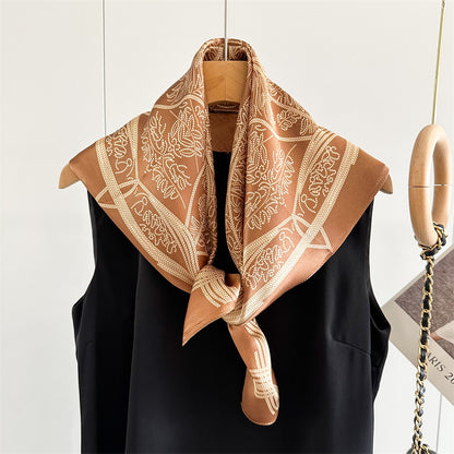 65cm Tree of Life Mulberry Silk Scarf – 12mmi Square Silk Shawl for Women, Elegant &amp; Versatile Accessory