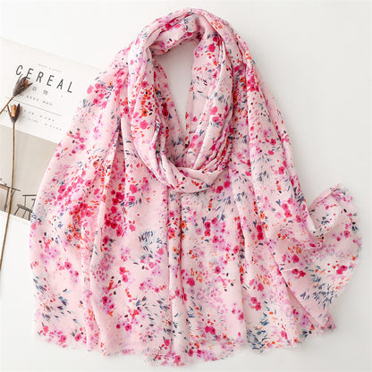 Spring and summer four seasons thin cotton and linen feel scarf sweet small floral burr  scarf warm shawl women