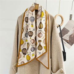Reversible Silk & Wool Scarf – Chic Balloon Motif for Sophisticated Layering