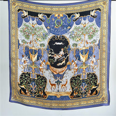 65cm Greek Mythology Mulberry Silk Scarf – Artistic Square Shawl for Women, Spring & Autumn Style
