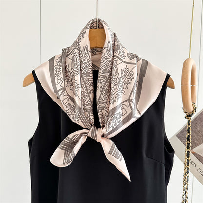 65cm Tree of Life Mulberry Silk Scarf – 12mmi Square Silk Shawl for Women, Elegant &amp; Versatile Accessory