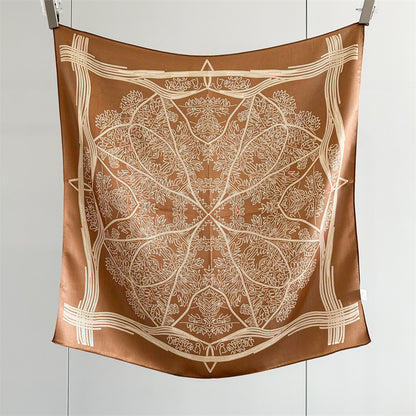 65cm Tree of Life Mulberry Silk Scarf – 12mmi Square Silk Shawl for Women, Elegant &amp; Versatile Accessory