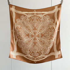 65cm Tree of Life Mulberry Silk Scarf – 12mmi Square Silk Shawl for Women, Elegant & Versatile Accessory