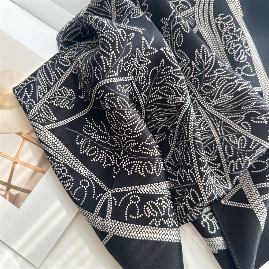 65cm Tree of Life Mulberry Silk Scarf – 12mmi Square Silk Shawl for Women, Elegant &amp; Versatile Accessory