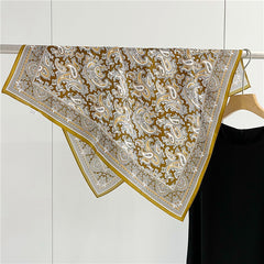 26'' Classic Full-Scale Paisley Mulberry Silk Scarf – Timeless Square Silk Shawl for Women, Elegant Vintage-Inspired Accessory