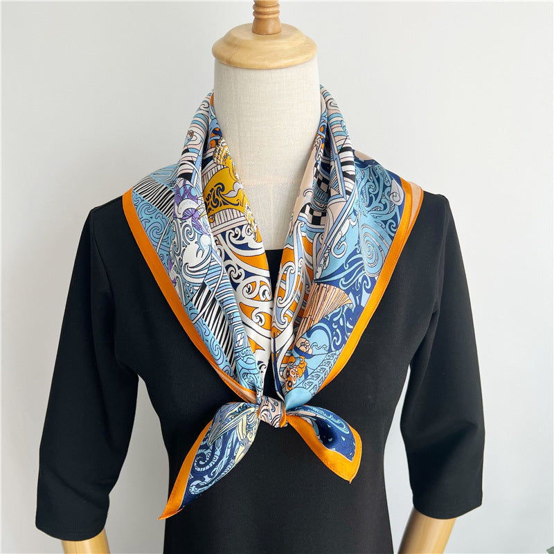 65cm Fashion Element Mulberry Silk Scarf – Women&