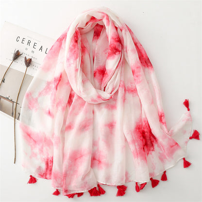 Plain color gradual change ink painting scarf travel sunscreen  scarf Hanfu accessories photo encryption Bali yarn shawl