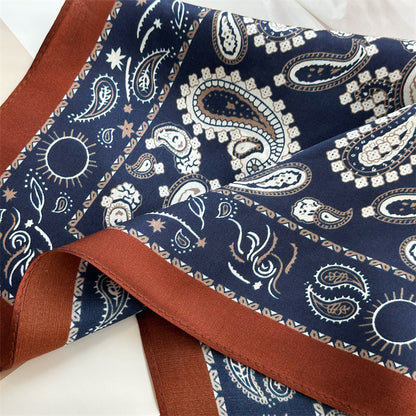 Double Crepe Silk Paisley Design Scarf 65cm Mulberry Silk Spring Summer Fashion Shawl