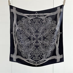 65cm Tree of Life Mulberry Silk Scarf – 12mmi Square Silk Shawl for Women, Elegant & Versatile Accessory