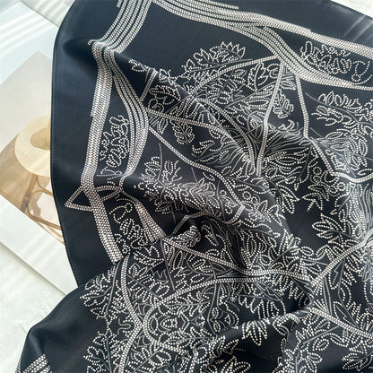 65cm Tree of Life Mulberry Silk Scarf – 12mmi Square Silk Shawl for Women, Elegant &amp; Versatile Accessory
