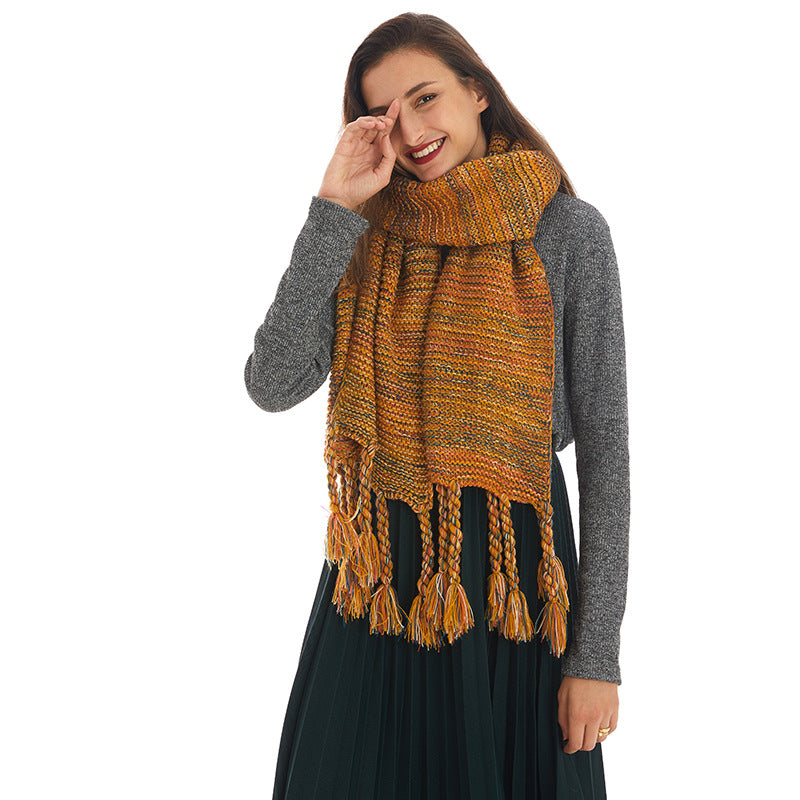 Knitted Wool Scarf for Women Winter New Long All-Matching Warm Advanced Scarf