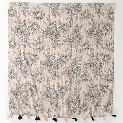 Scarf travel sunscreen  scarf Hanfu accessories photo retro ethnic style khaki big flower bronzing shawl