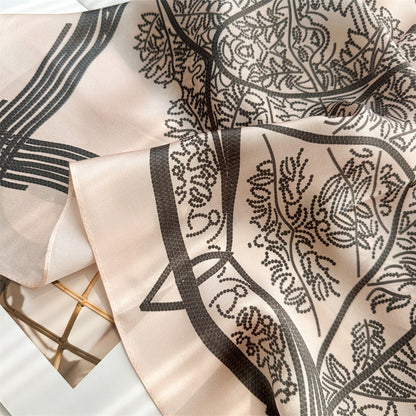 65cm Tree of Life Mulberry Silk Scarf – 12mmi Square Silk Shawl for Women, Elegant &amp; Versatile Accessory