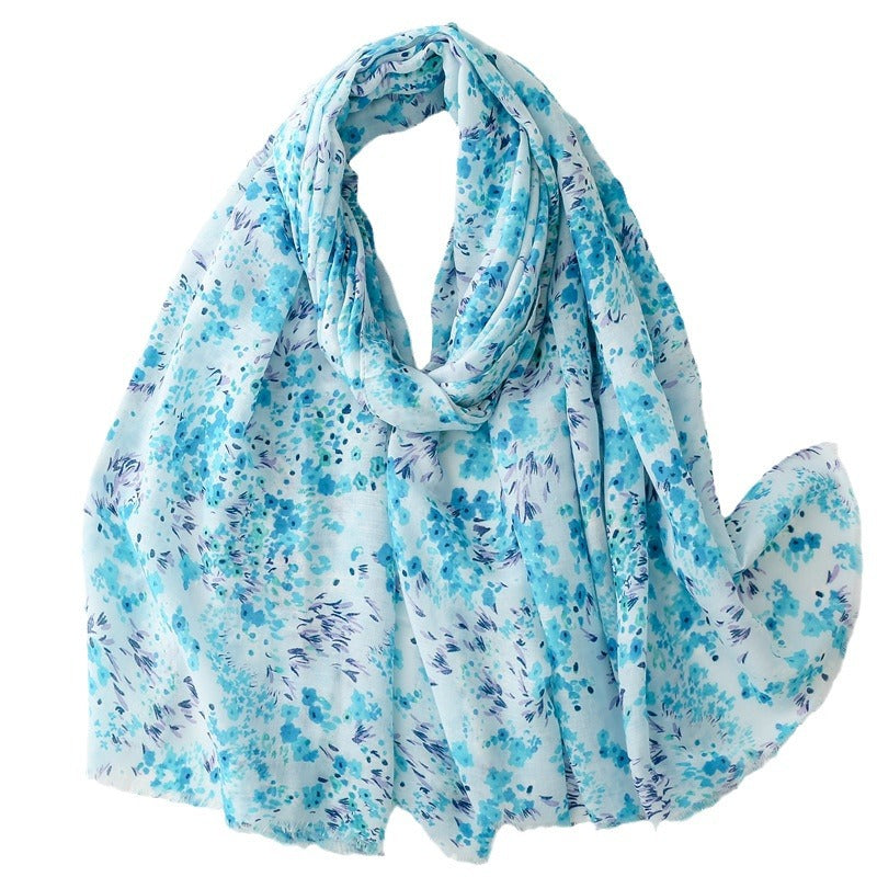 Spring and summer four seasons thin cotton and linen feel scarf sweet small floral burr  scarf warm shawl women