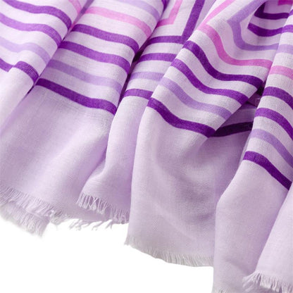 Spring and summer thin cotton and linen feel scarf colored striped rough edge  scarf warm shawl women