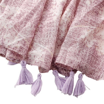 Scarf travel sunscreen  scarf photo retro ethnic style taro purple hand-painted mosaic bronzing shawl women