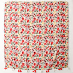 scarf women's spring and summer Korean version of pink flower scarf women's yarn scarf travel with beach towel printing sunscreen shawl