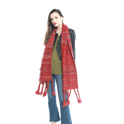Knitted Wool Scarf for Women Winter New Long All-Matching Warm Advanced Scarf