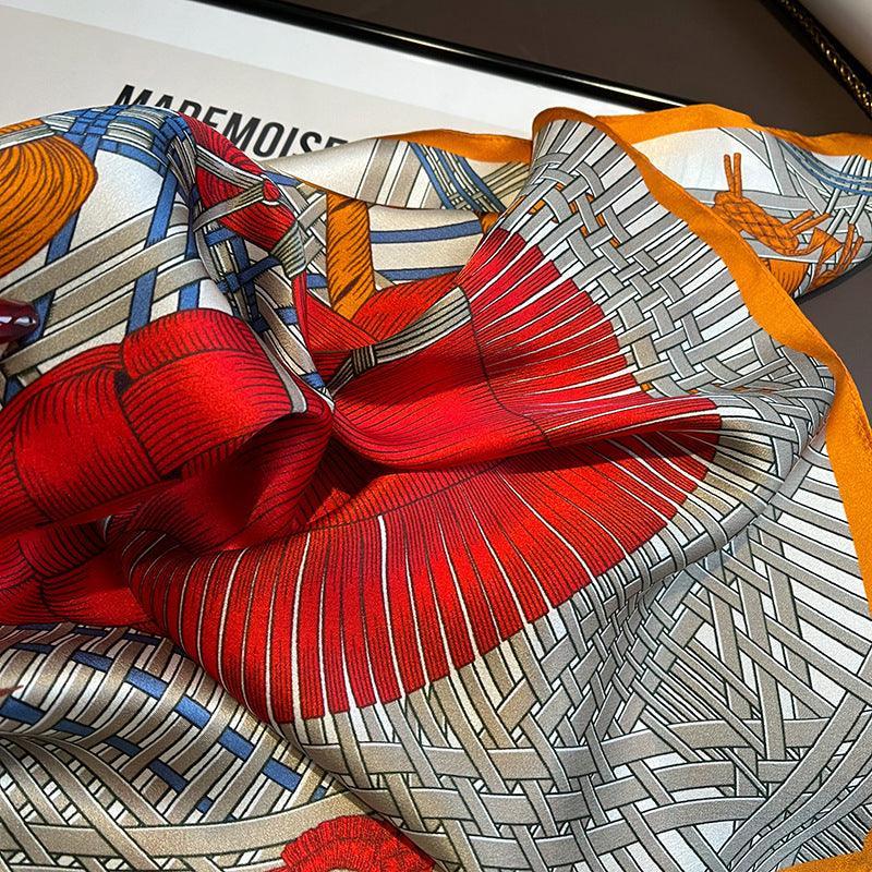 Knitting Horse Pattern 100% mulberry Silk Scarf/Silk head scarf/Silk hair scarf/Silk neck scarf/Mother&