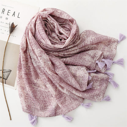 Scarf travel sunscreen  scarf photo retro ethnic style taro purple hand-painted mosaic bronzing shawl women