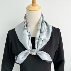 65cm Lotus Leaf Mulberry Silk Scarf – Women’s Autumn Style, Versatile Chinese Square Silk Scarf