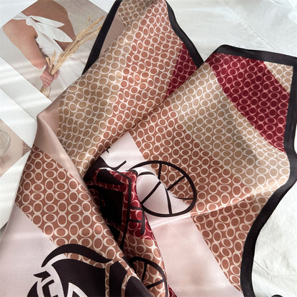 Classic 65cm Mulberry Silk Carriage Stripe Scarf – Double Crepe Square Shawl for Spring &amp; Summer Elegance