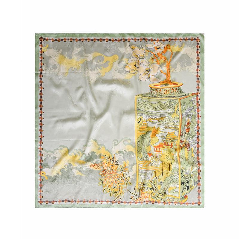 Pink Flora Chic Large Satin Scarf | 90x90cm Bandana | Twill Satin Shawl | Perfect Gift for Her, Mother&