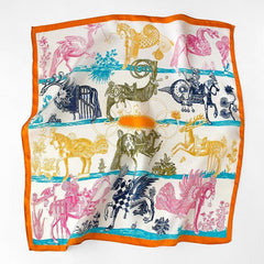 Vintage Pegasus Pattern 100% mulberry Silk Scarf/Silk head scarf/Silk hair scarf/Silk neck scarf/Mother's Day Gifts/Bag Accessory/Gift for her