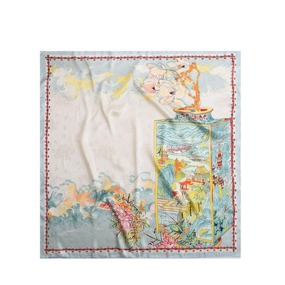 Pink Flora Chic Large Satin Scarf | 90x90cm Bandana | Twill Satin Shawl | Perfect Gift for Her, Mother&