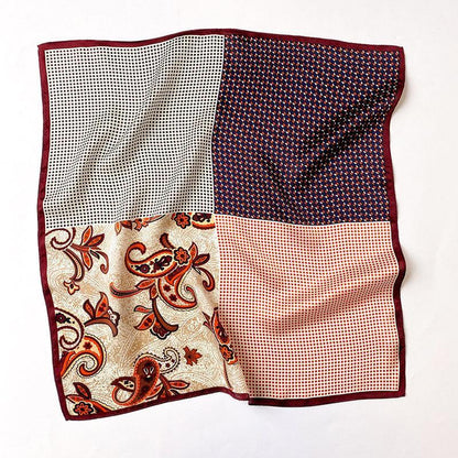 Polka Dot Paisley Pattern Patchwork silk scarf/100% mulberry Silk Scarf/Silk head scarf/Silk hair scarf/Silk neck scarf/Silk bandana/Bag Accessory