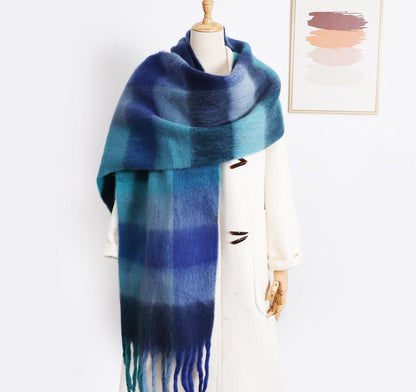 Luxurious Plaid Pattern Cashmere-Like Scarf: Vegan-Friendly Winter Accessory