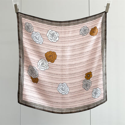 Pink Camellia 100% Mulberry Silk Scarf | 26&