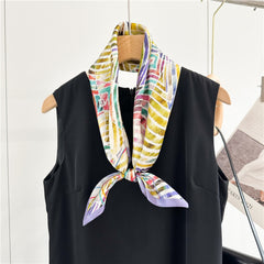 Color Splash 100% Mulberry Silk Scarf | 26'' Vibrant Artistic Square Scarf