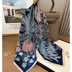 Tropical Plant Patterns mulberry silk scarf/65CM 100% mulberry silk scarf/Silk shawl/Gift for her