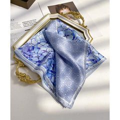 Blue flowers 100% mulberry Silk Scarf/Silk head scarf/Silk hair scarf/Silk neck scarf/Mother's Day Gifts/Bag Accessory/Gift for her