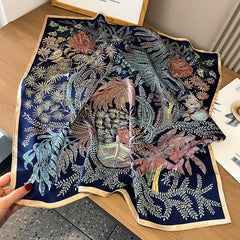 Tropical Plant Patterns mulberry silk scarf/65CM 100% mulberry silk scarf/Silk shawl/Gift for her