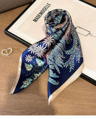 Tropical Plant Patterns mulberry silk scarf/65CM 100% mulberry silk scarf/Silk shawl/Gift for her