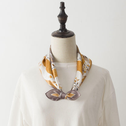 ムースプリント 100% 桑シルクスカーフ/シルクヘッドスカーフ/シルクヘアスカーフ/シルクネックスカーフ/母の日ギフト/バッグアクセサリー/彼女へのギフト
