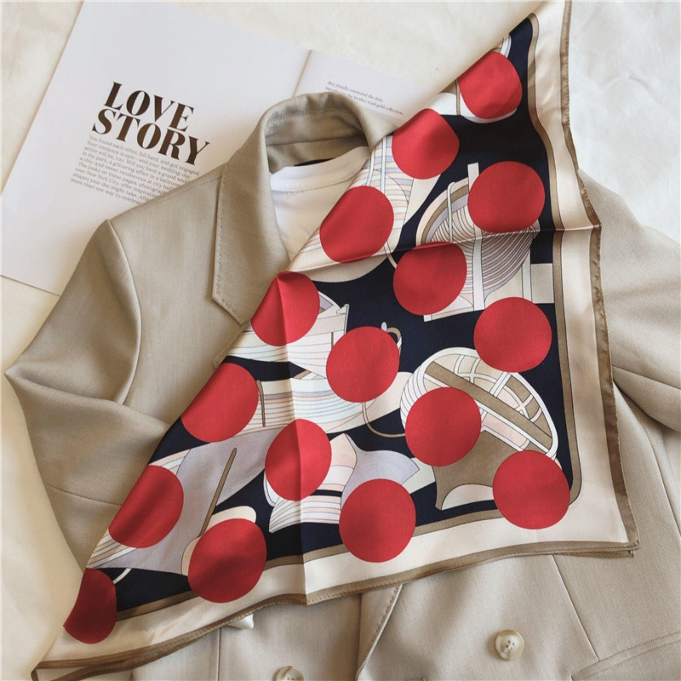 Roter Polka Dot Print Schal aus 100 % Maulbeerseide/Kopftuch aus Seide/Haarschal aus Seide/Halstuch aus Seide/Muttertagsgeschenke/Taschenaccessoire/Geschenk für Sie