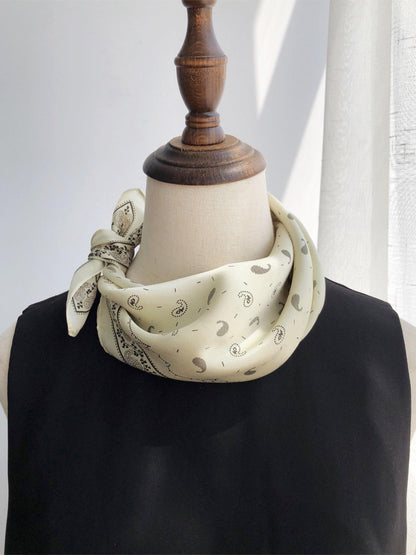 Hellgelber Paisley-Seidenschal/100 % Maulbeerseidenschal/Seidenkopfschal/Seidenhaarschal/Seidenhalstuch/Seidenbandana/Taschenaccessoire/Geschenk für Sie