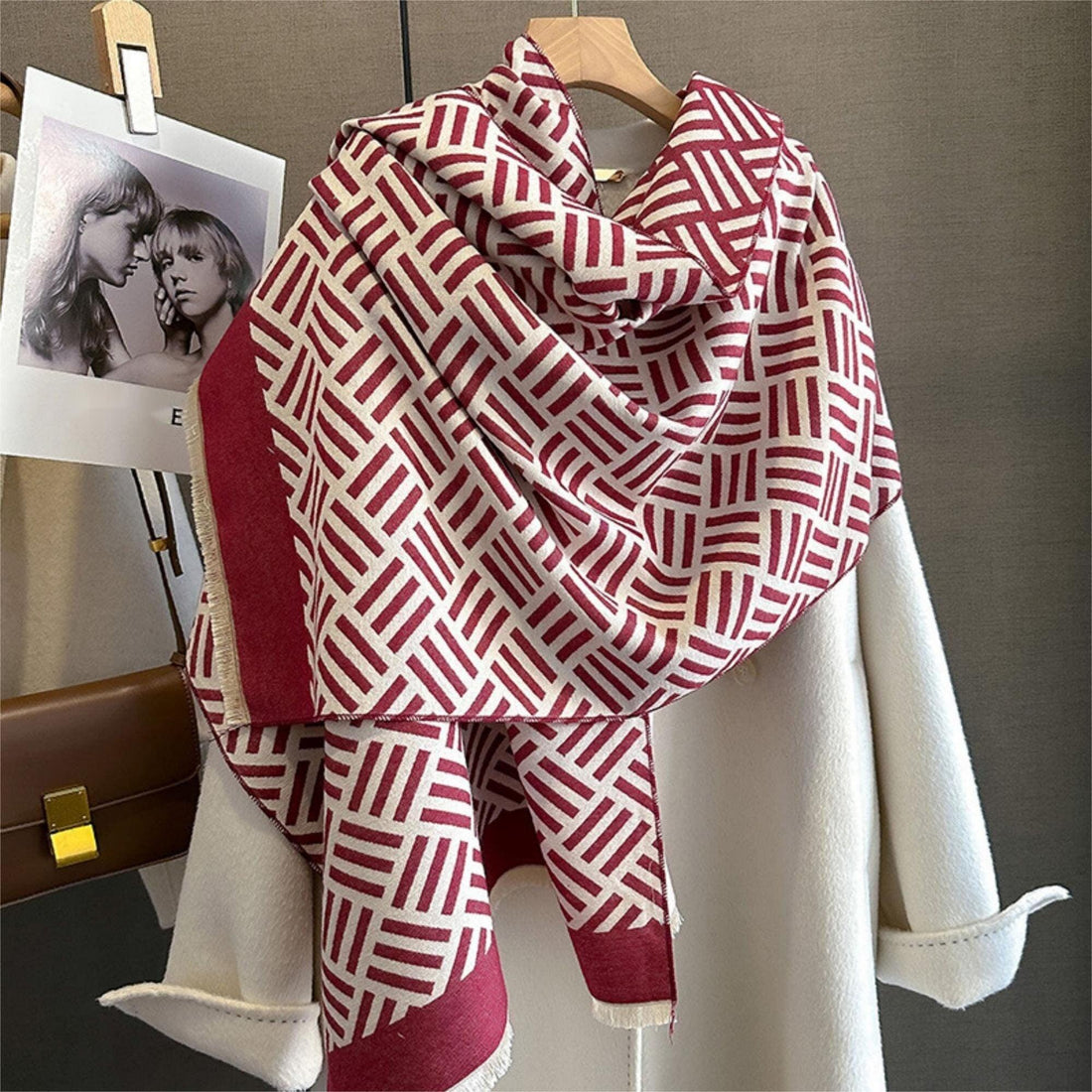 Vintage Kurzer Streifen Kaschmir-Texturschal/65*185cm Schal/Pashmina-Texturschal/Boho-Schal/Geschenk für Sie